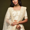 Impressive Off White Art Silk Heavy Embroidered Lehenga Choli with Soft Net Dupatta for Wedding