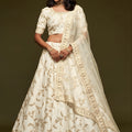 Impressive Off White Art Silk Heavy Embroidered Lehenga Choli with Soft Net Dupatta for Wedding
