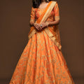Beautiful Orange Art Silk Heavy Embroidered Lehenga Choli with Soft Net Dupatta for Wedding