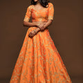 Beautiful Orange Art Silk Heavy Embroidered Lehenga Choli with Soft Net Dupatta for Wedding