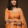 Beautiful Orange Art Silk Heavy Embroidered Lehenga Choli with Soft Net Dupatta for Wedding
