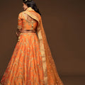 Beautiful Orange Art Silk Heavy Embroidered Lehenga Choli with Soft Net Dupatta for Wedding