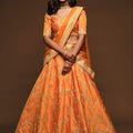 Beautiful Orange Art Silk Heavy Embroidered Lehenga Choli with Soft Net Dupatta for Wedding