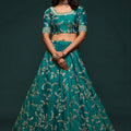 Elegant Teal Blue Art Silk Heavy Embroidered Lehenga Choli with Soft Net Dupatta for Wedding