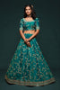Elegant Teal Blue Art Silk Heavy Embroidered Lehenga Choli with Soft Net Dupatta for Wedding