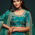 Elegant Teal Blue Art Silk Heavy Embroidered Lehenga Choli with Soft Net Dupatta for Wedding
