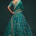 Elegant Teal Blue Art Silk Heavy Embroidered Lehenga Choli with Soft Net Dupatta for Wedding