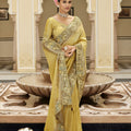 Mustard Yellow Organza Saree with Heavy Designer Border