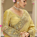 Mustard Yellow Organza Saree with Heavy Designer Border