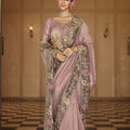 Lavender Purple Organza Saree Floral Luxury Designer Saree 
