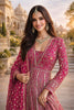 Stylish Rani Pink Georgette Embroidered Readymade Wedding Wear Gown with Dupatta