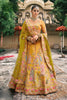 Vibrant Mustard Yellow Embroidered Silk Bridal Lehenga Choli with Traditional Motifs and Net Dupatta