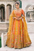  Lovely Orange and Yellow Embroidered Silk Lehenga Choli with Net Dupatta for Wedding 
