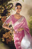 Pink Soft Silk Saree with Silver Zari Weaving Designer Blouse