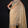 Golden Shimmer Silk Saree with Heavy Stone Zari Embroidered Border 