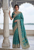 Teal Green Banarasi Silk Saree Heavy Zari Embroidery Rich Designer Border