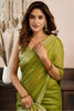 Olive Green Silk Saree with Golden Zari Border Designer Saree