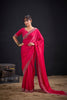 Rani Pink Silk Saree Antique Gold Zari Border Party Wear Saree