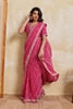 Pink Georgette Saree with Golden Embroidered Border Designer Blouse