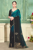 Teal Green Black Embroidered Saree with Designer Blouse