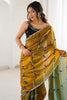 Mustard Gold Tissue Silk Saree Black Embroidered Sequin Designer Blouse