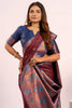 Wine Paithani Silk Saree with Blue Zari Border Traditional Saree