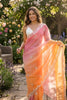 Pink Orange Ombre Designer Saree Sequin Embroidered Border