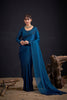 Teal Blue Embroidered Silk Saree with Designer Blouse