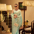 Sea Green Banarasi Silk Saree with Intricate Zari Weaving Saree