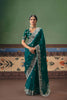 Green Georgette Saree Heavy Silver Embroidery Border Designer Blouse 