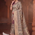Mauve Banarasi Silk Saree with Traditional Woven Designer Pallu
