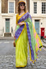 Trendy Lime Green Purple Saree Geometric Prints Casual Wear Saree