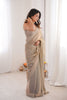 Champagne Gold Organza Saree Designer Embroidered Border