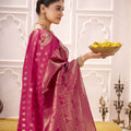 Rani Pink Banarasi Silk Saree with Rich Gold Zari Traditional Saree