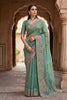 Sea Green Organza Silk Saree with Heavy Embroidery Designer Border
