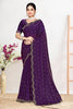 Deep Purple Silk Saree with Zari Embroidered Border Buti Work