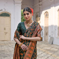 Dark Green Traditional Silk Saree with Rich Paisley Border