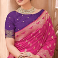 Rani Pink Banarasi Silk Saree with Gold Zari Border Designer Pallu