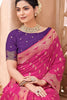 Rani Pink Banarasi Silk Saree with Gold Zari Border Designer Pallu