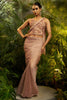 Dusty Peach Crushed Tissue Saree Designer Printed Blouse