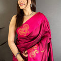 Rani Pink Soft Silk Saree with Designer Pallu and Zari Border