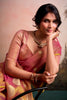 Pink Golden Silk Saree with Zari Polka Dot Weaving Designer Saree