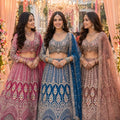 Royal Steel Blue Net Heavy Embroidered Bridal Lehenga Choli Designer Dupatta