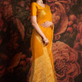 Mustard Yellow Banarasi Silk Saree with Rich Golden Zari Weaving