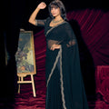 Black Georgette Saree with Embroidered Border Designer Saree