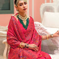Traditional Red Bandhej Silk Saree Designer Blouse Festive Wear