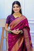 Rani Pink Kanjivaram Silk Saree with Gold Zari Border Butti Work