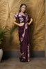 Purple Satin Floral Printed Saree with Matching Blouse Party Wear
