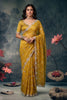 Mustard Yellow Designer Saree with Floral Embroidered Work