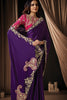 Purple Designer Embroidered Saree with Heavy Border Stylish Blouse